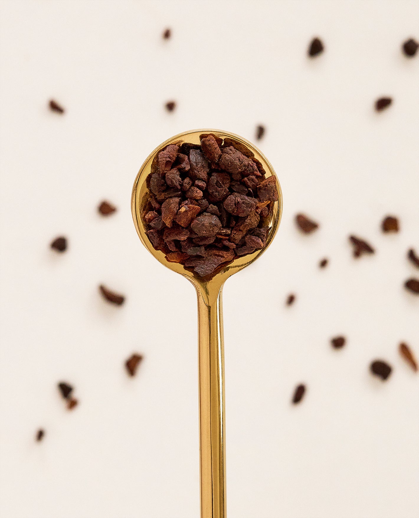 Roasted Dandelion on gold spoon