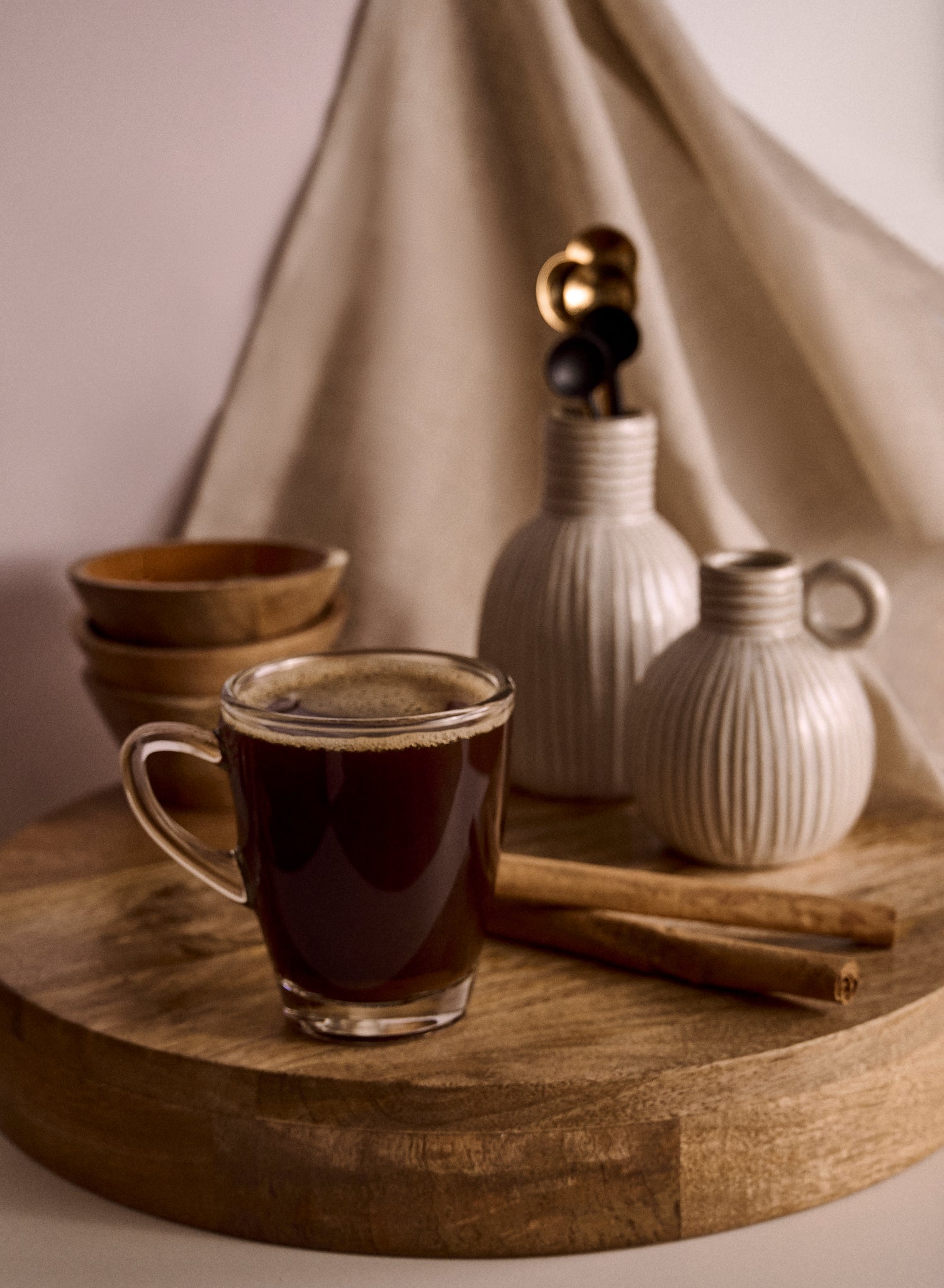 Chic and Dandie brewed in Glass Mug with Cinnamon